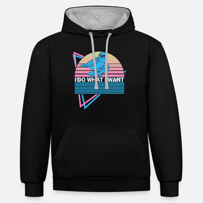 Perruche Perruche Rétro - Sweat à capuche contrasté - noir/gris chiné