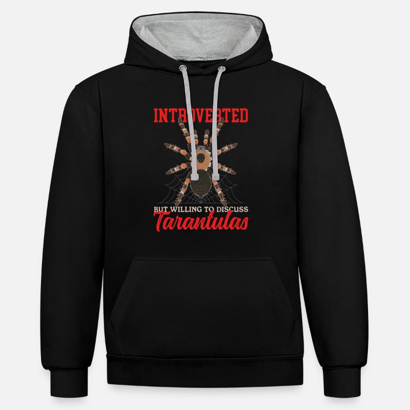 Tarentules Araignée Tarentule Cadeau - Sweat à capuche contrasté - noir/gris chiné