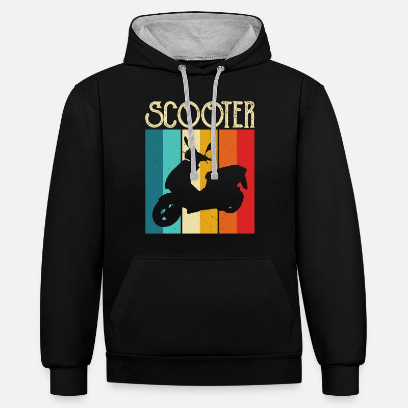 Roller Rollerfahrer Motorroller - Kontrast-Hoodie - Schwarz/Grau meliert