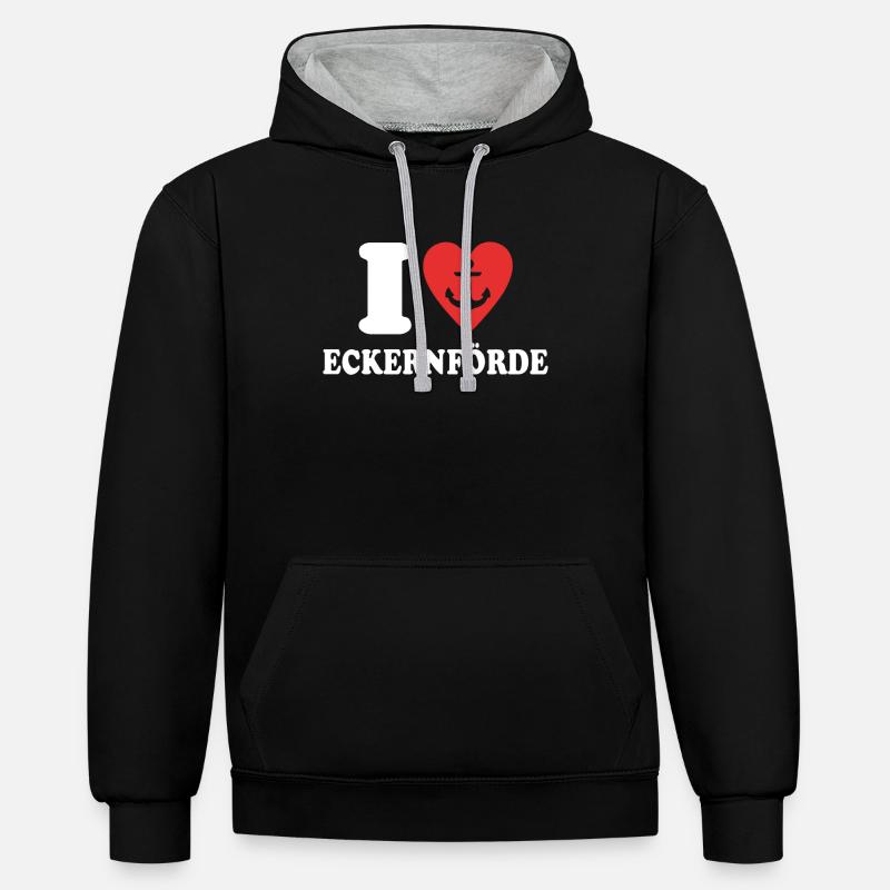 J’aime Eckernförde Liebe - Sweat à capuche contrasté - noir/gris chiné