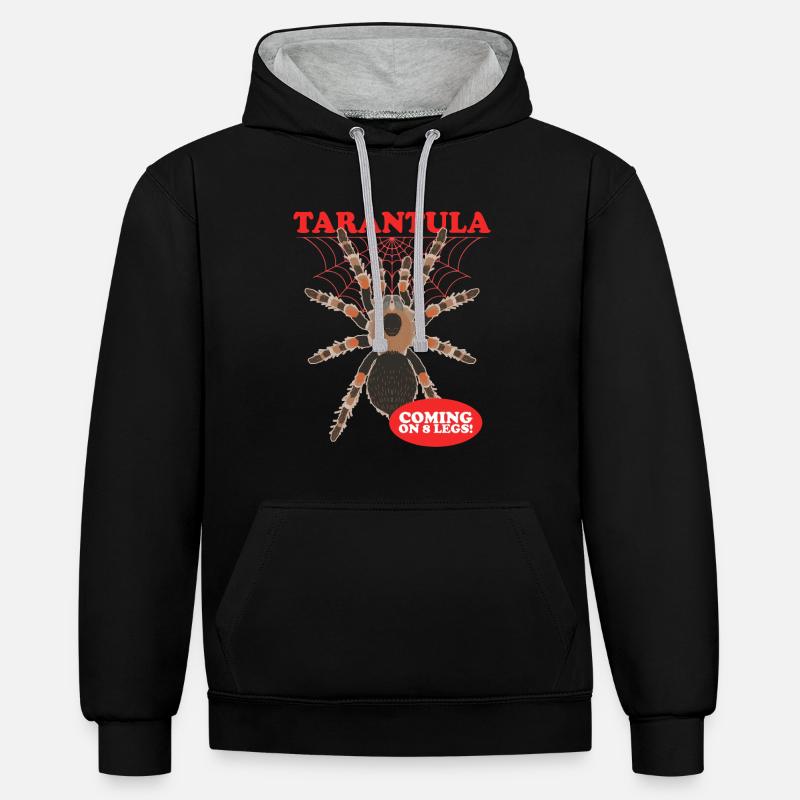 Tarentules Araignée Tarentule Tarentule Cadeau - Sweat à capuche contrasté - noir/gris chiné
