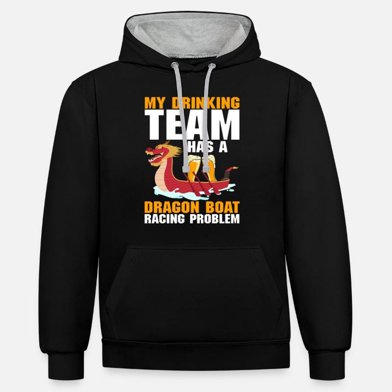 Lustiges Trinker-Team Drachenbootrennen Problem - Kontrast-Hoodie - Schwarz/Grau meliert