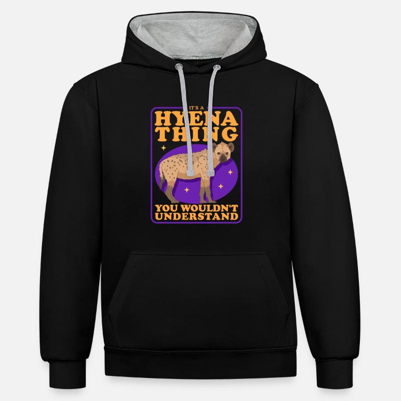 Hyäne Tüpfelhyäne Hyänen Geschenk - Kontrast-Hoodie - Schwarz/Grau meliert