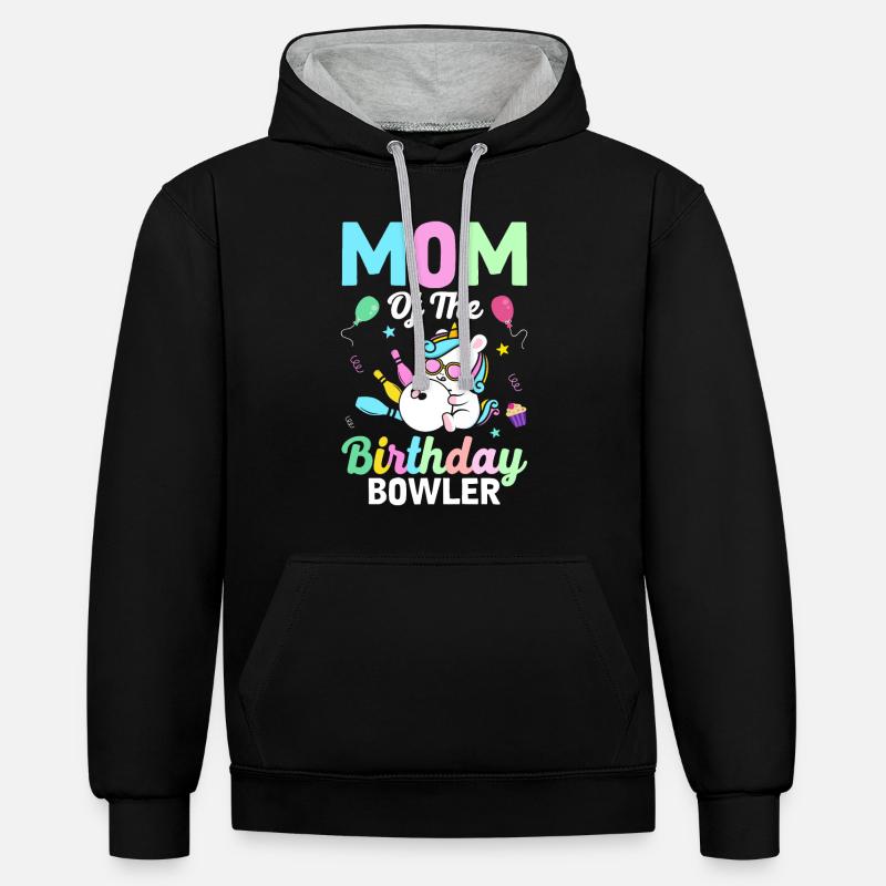 Maman Bowling - Sweat à capuche contrasté - noir/gris chiné