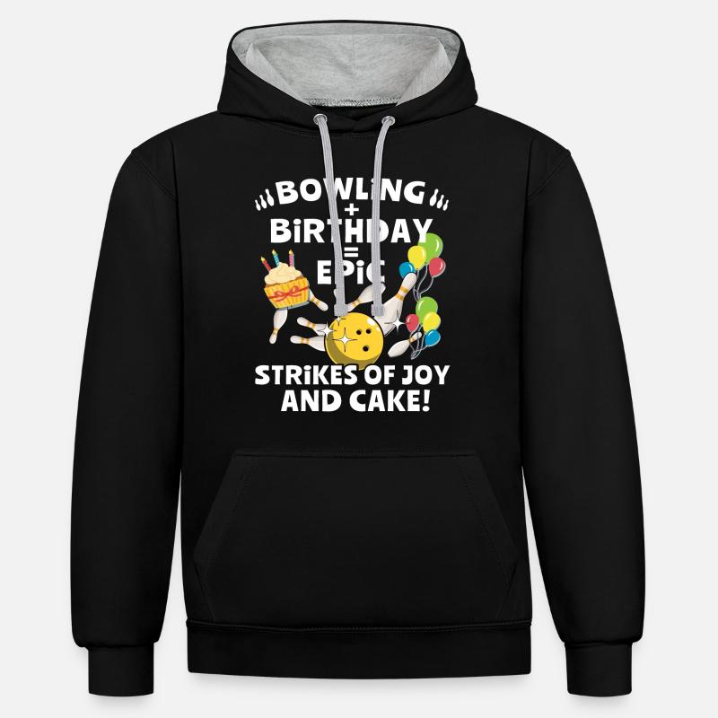 Bowling d’anniversaire - Sweat à capuche contrasté - noir/gris chiné