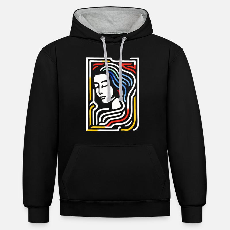 Le beau labyrinthe - Sweat à capuche contrasté - noir/gris chiné