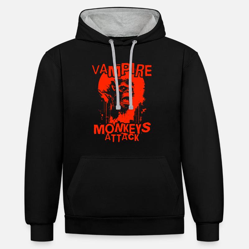 Attaque de singe vampire - Sweat à capuche contrasté - noir/gris chiné