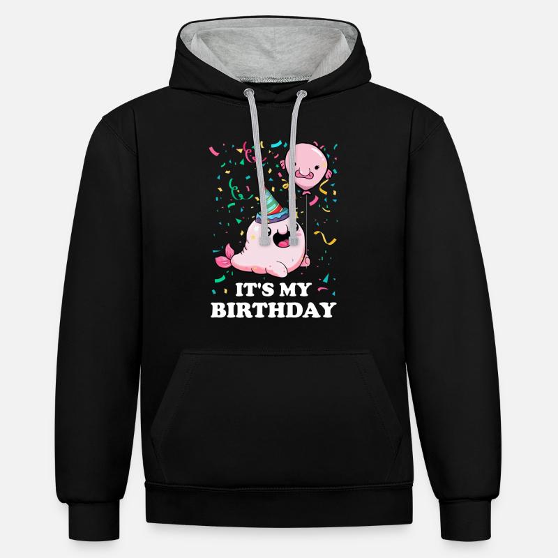 Fête du poisson Blob - Sweat à capuche contrasté - noir/gris chiné