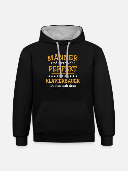 Klavierbauer Sprüche - Kontrast-Hoodie - Schwarz/Grau meliert