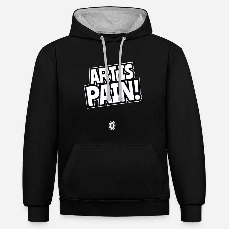 L’art, c’est la douleur - Sweat à capuche contrasté - noir/gris chiné