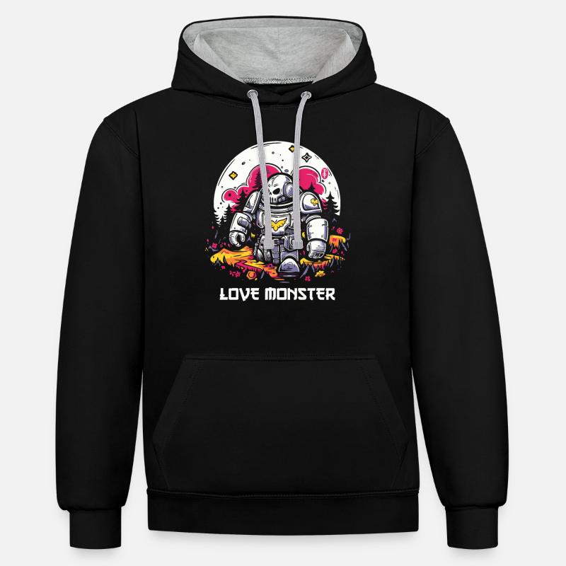 Cher Monster Robot - Sweat à capuche contrasté - noir/gris chiné