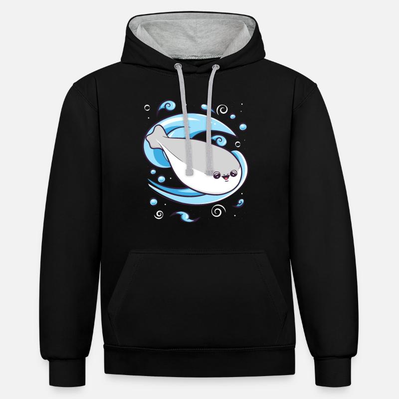 Sacabambaspis Poisson Meme Eau - Sweat à capuche contrasté - noir/gris chiné