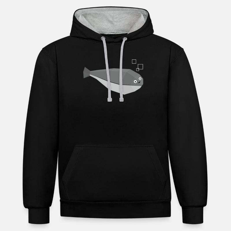Sacabambaspis Poisson Meme Polygone - Sweat à capuche contrasté - noir/gris chiné
