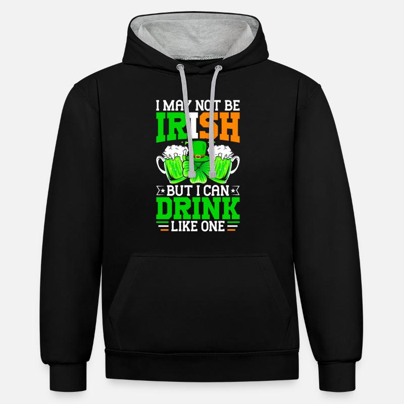 Fête de la Saint-Patrick - Sweat à capuche contrasté - noir/gris chiné