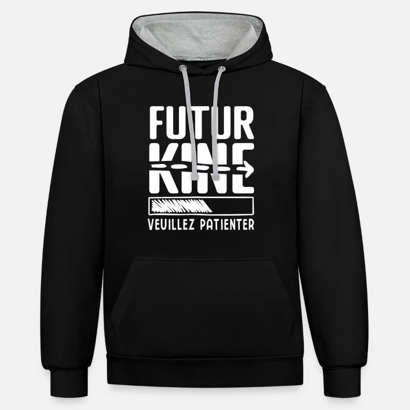 Future KINE- Geschenkidee PHYSIO - Kontrast-Hoodie - Schwarz/Grau meliert