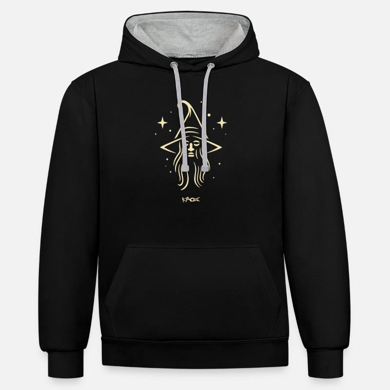Emblème de mage - Sweat à capuche contrasté - noir/gris chiné
