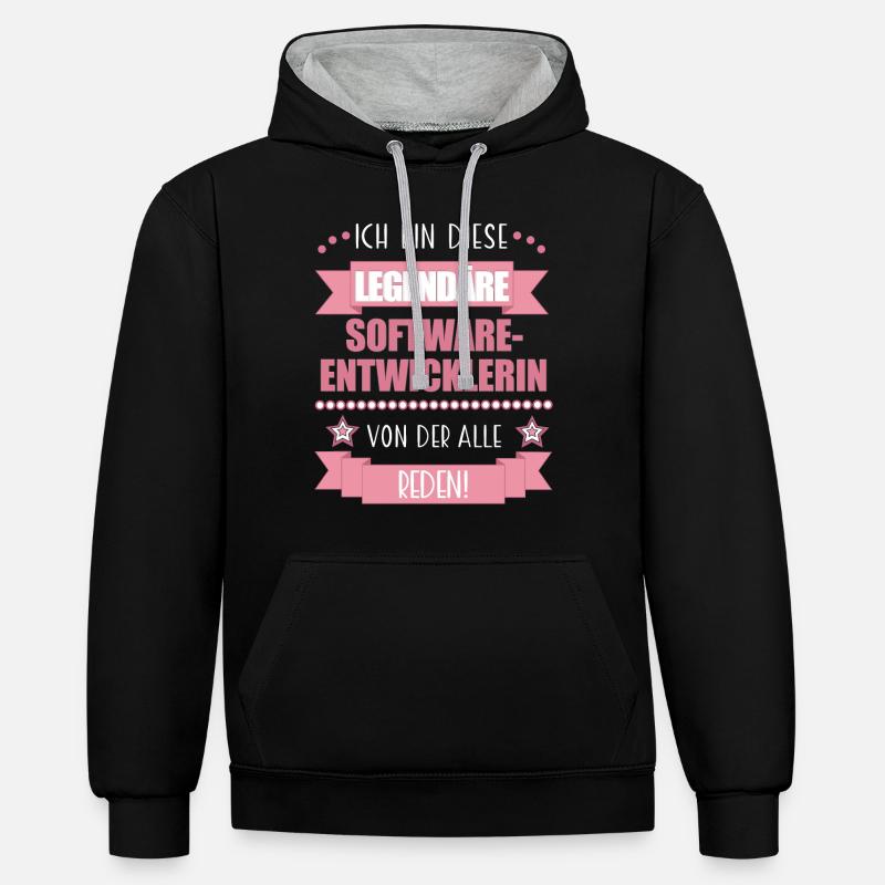 Softwareentwicklerin Codeexpertin süßes Geschenk - Kontrast-Hoodie - Schwarz/Grau meliert