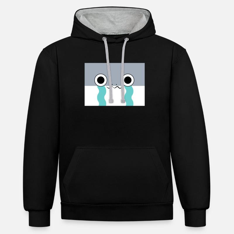 Sacambaspis Ancien Poisson Meme Triste - Sweat à capuche contrasté - noir/gris chiné