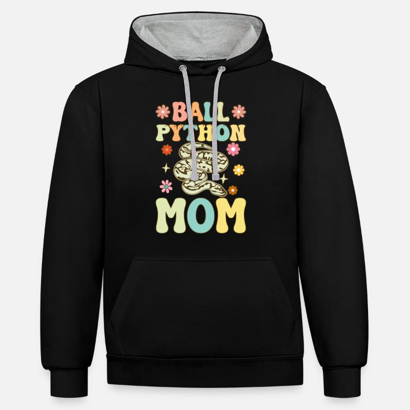 Kugelpython-Mama Groovy Snake Mama - Kontrast-Hoodie - Schwarz/Grau meliert