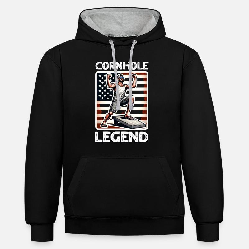 Cornhole - Sweat à capuche contrasté - noir/gris chiné