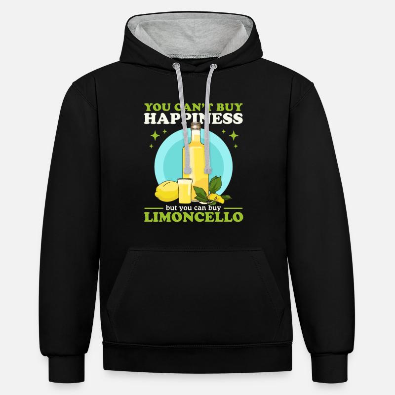 Limoncello Citrons Limoncellos Liqueur Cadeaux - Sweat à capuche contrasté - noir/gris chiné