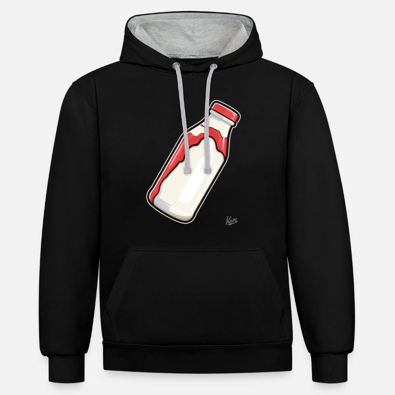 Bouteille de lait laitier - Sweat à capuche contrasté - noir/gris chiné