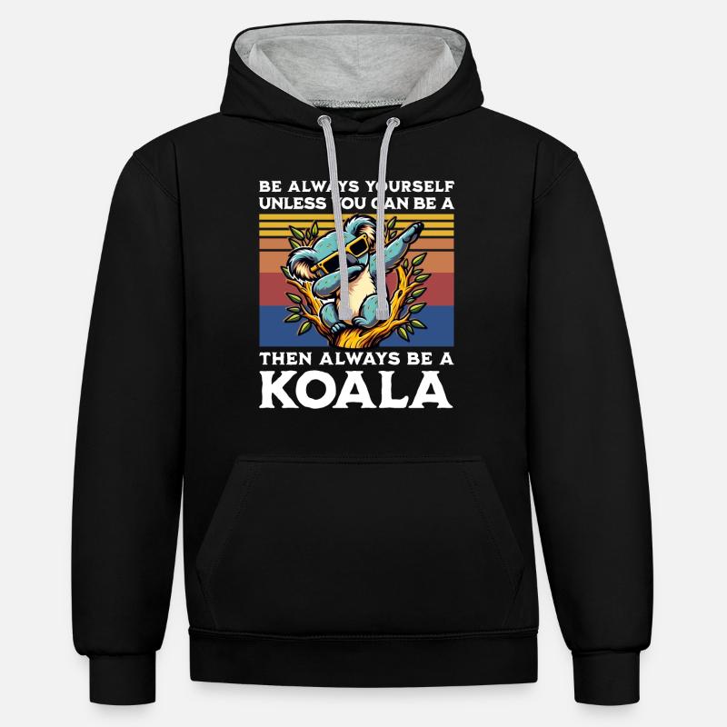 Dicton Koala - Sweat à capuche contrasté - noir/gris chiné