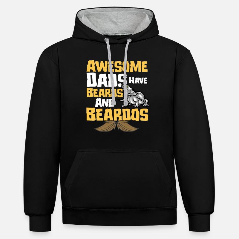 Drôle de papa dragon barbu - Sweat à capuche contrasté - noir/gris chiné