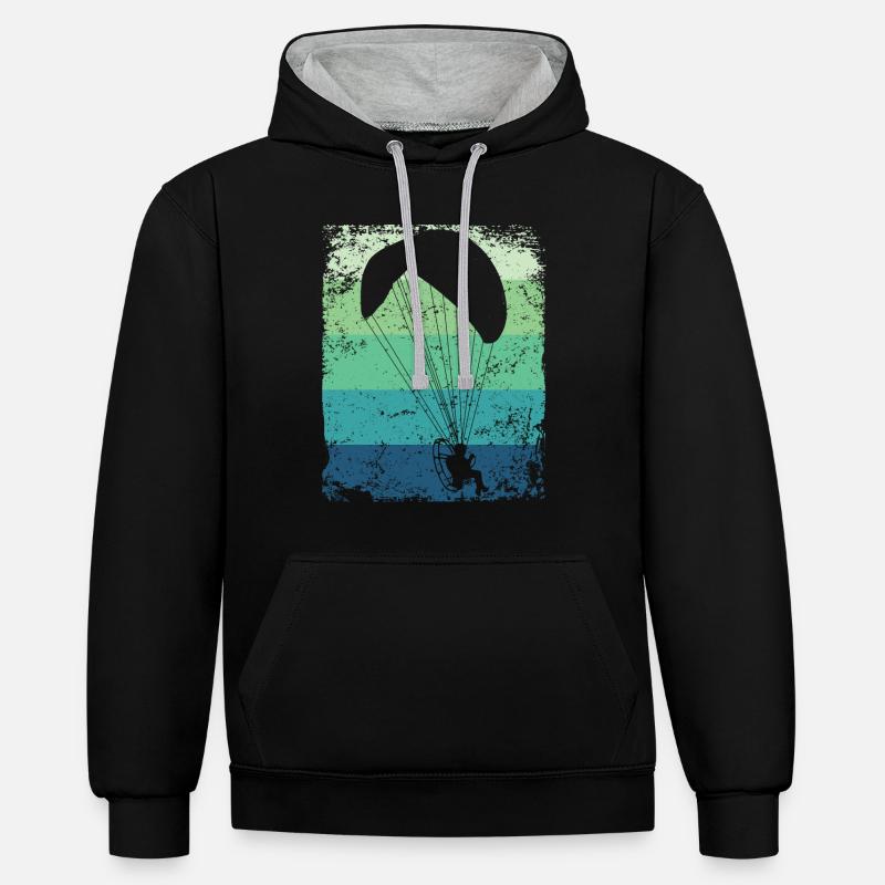 Parapente motorisé Paramoteur paramoteur - Sweat à capuche contrasté - noir/gris chiné