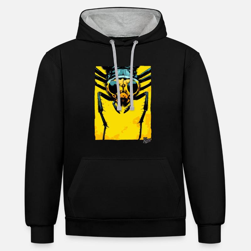 Fourmi monstrueuse : Petit géant - Sweat à capuche contrasté - noir/gris chiné