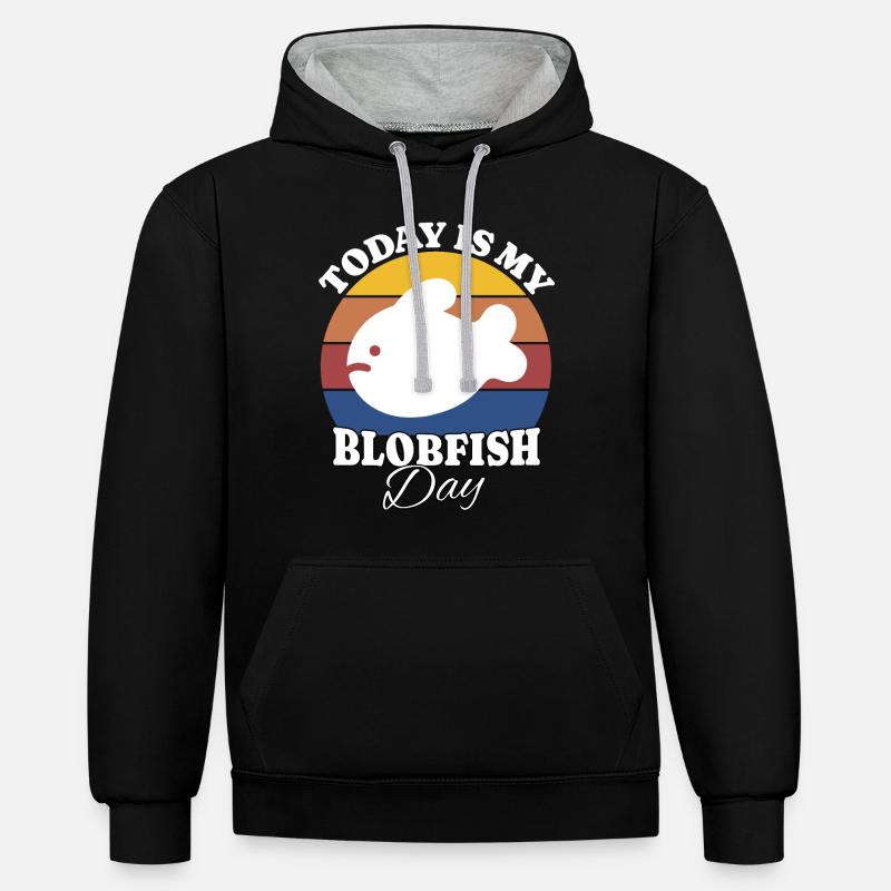 Blobfisch Blobfish - Sweat à capuche contrasté - noir/gris chiné