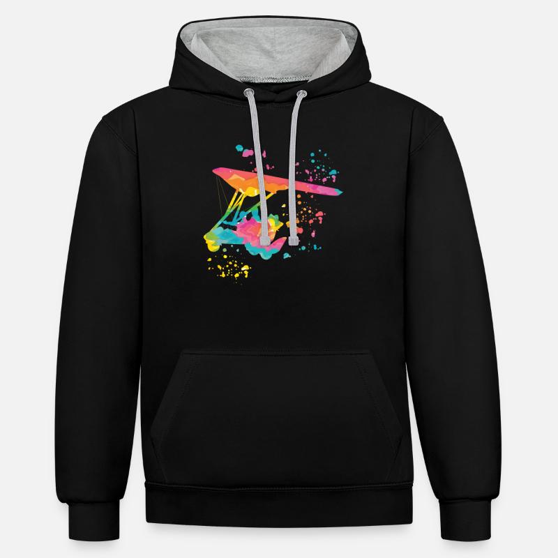 poidsParatrike Moteur Deltaplane Deltatrike - Sweat à capuche contrasté - noir/gris chiné