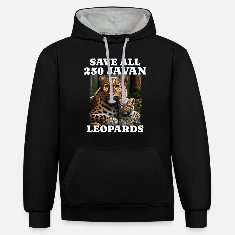 Sauver Java Leopard - Sweat à capuche contrasté - noir/gris chiné