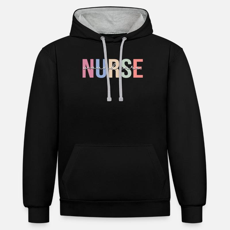 Infirmière en soins des plaies - Sweat à capuche contrasté - noir/gris chiné