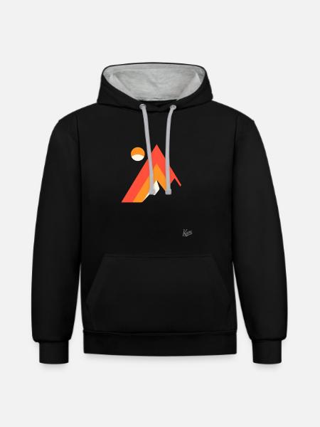 Mountain and nature - Contrast hoodie - black/heather grey