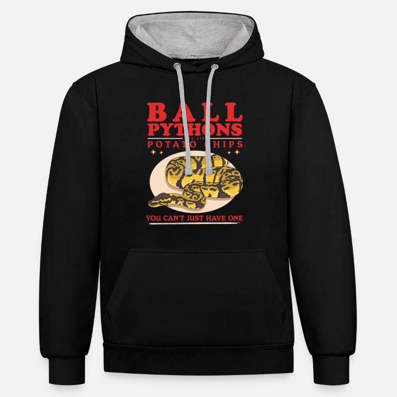 Roi Python Python Serpent Cadeaux - Sweat à capuche contrasté - noir/gris chiné