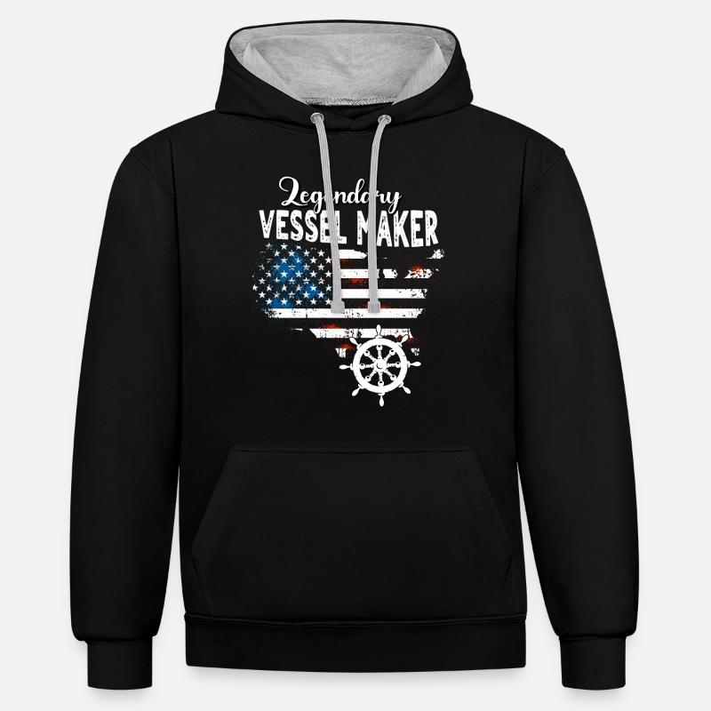 Constructeurs navals US - Sweat à capuche contrasté - noir/gris chiné