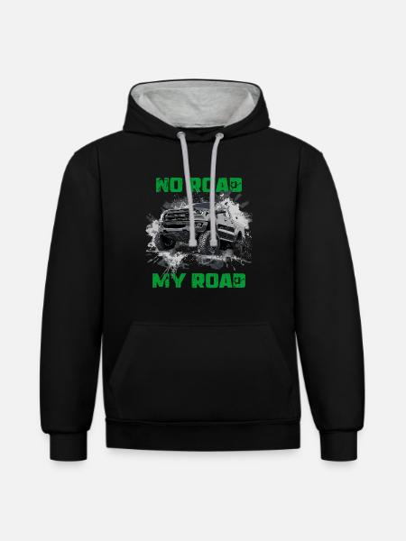 4x4 Off Road Offroad Mud Dirty Picup Pick Up Truck - Kontrast-Hoodie - Schwarz/Grau meliert