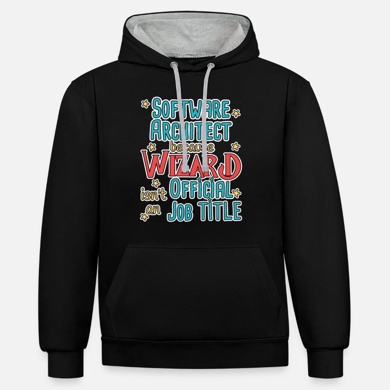Software Architect Wizard Software Architecture - Sweat à capuche contrasté - noir/gris chiné