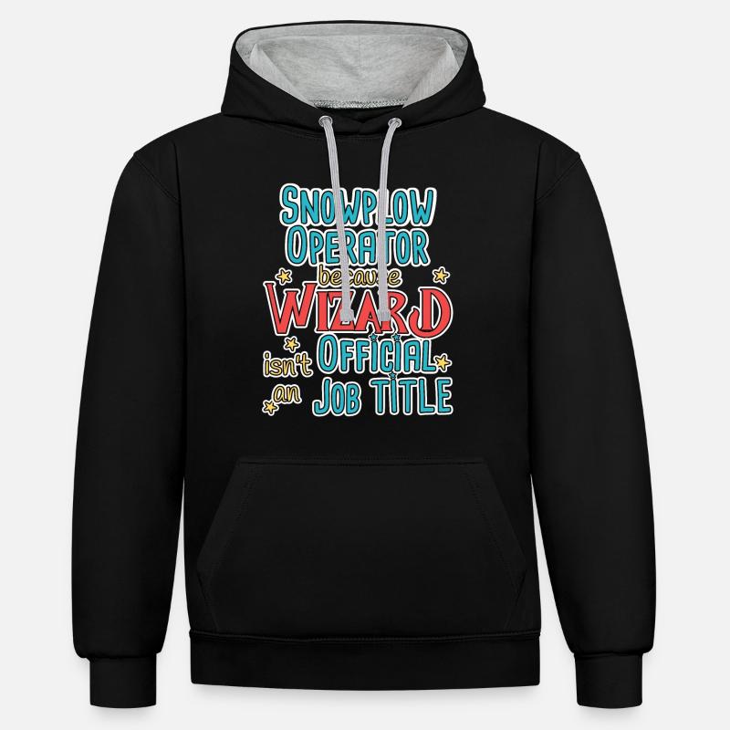 Snowplow Operator Wizard Schneepflugfahrer - Contrast hoodie - black/heather grey