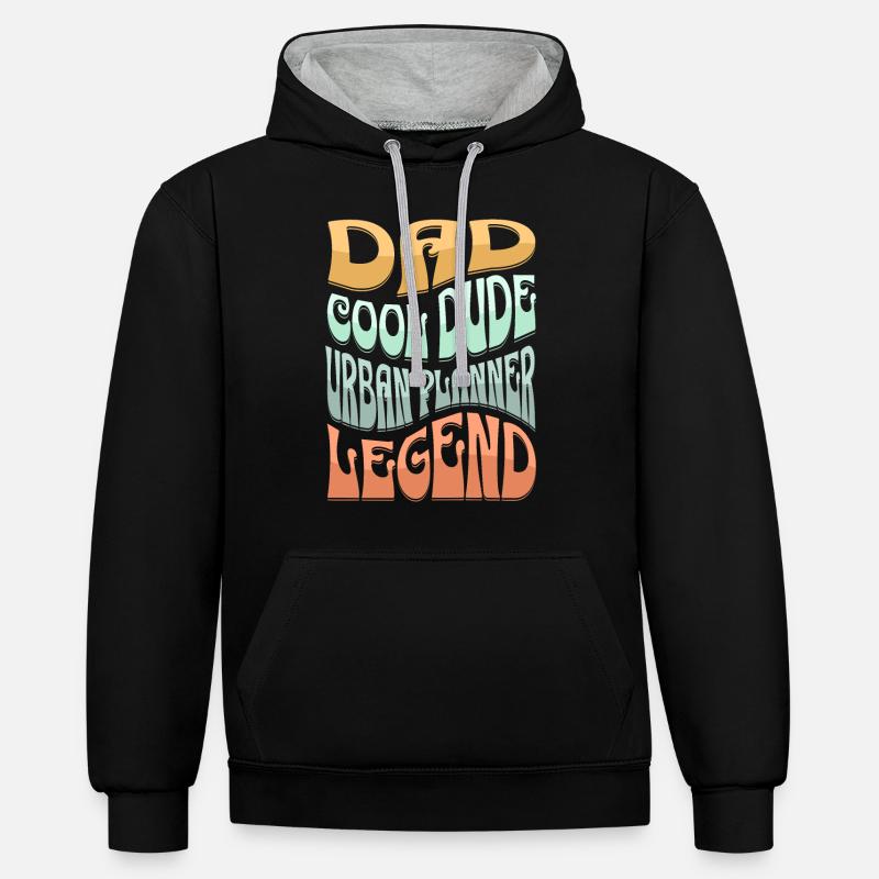 Dad City Planner - Sweat à capuche contrasté - noir/gris chiné