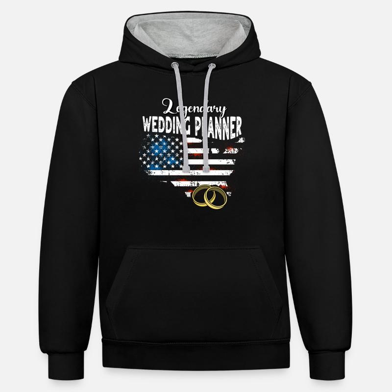 Wedding Planner US - Sweat à capuche contrasté - noir/gris chiné