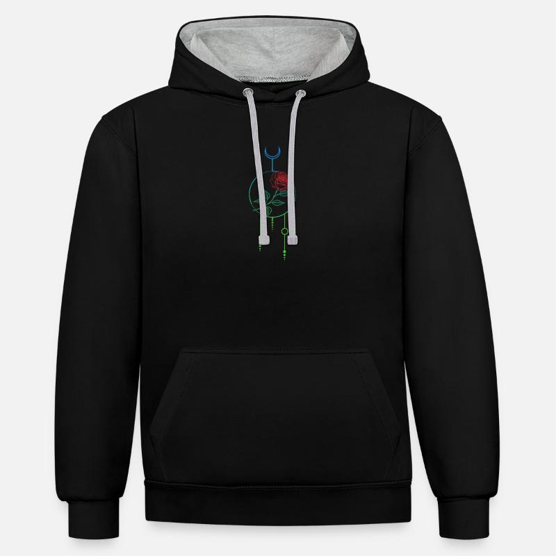 Rêve de rose céleste - Sweat à capuche contrasté - noir/gris chiné