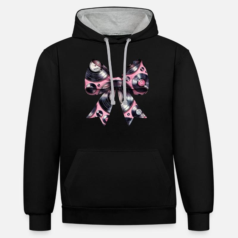 Coquette Bow Vinyle Vinyle Motif - Sweat à capuche contrasté - noir/gris chiné