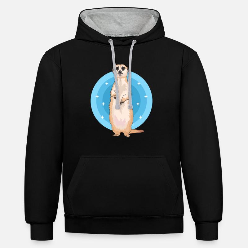 Suricate Mignon Cadeau de suricate - Sweat à capuche contrasté - noir/gris chiné