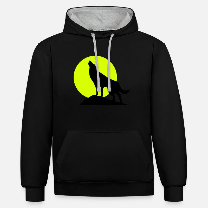 le loup - Sweat à capuche contrasté - noir/gris chiné