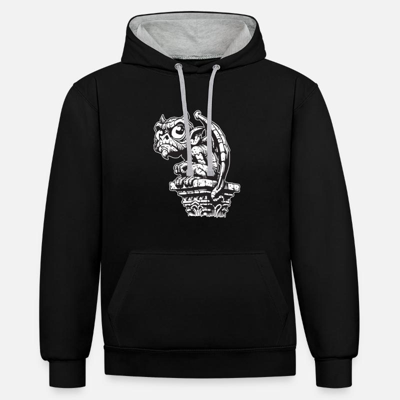 Gargoyle - Sweat à capuche contrasté - noir/gris chiné