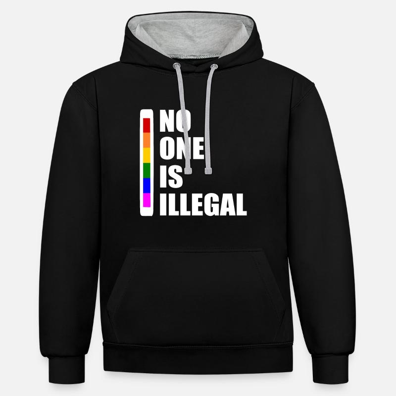 No one is illegal - Sweat à capuche contrasté - noir/gris chiné