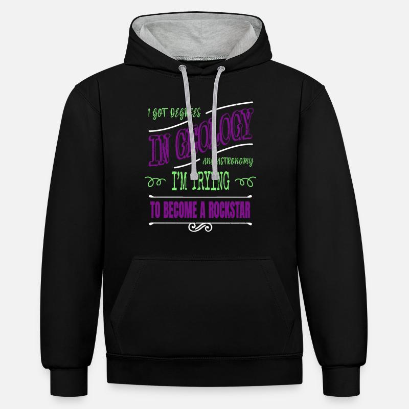 celestial spaceship astrophysics statement gift - Kontrast-Hoodie - Schwarz/Grau meliert