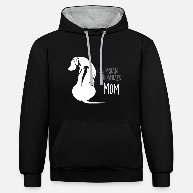Rhodesian Ridgeback Mom - Sweat à capuche contrasté - noir/gris chiné